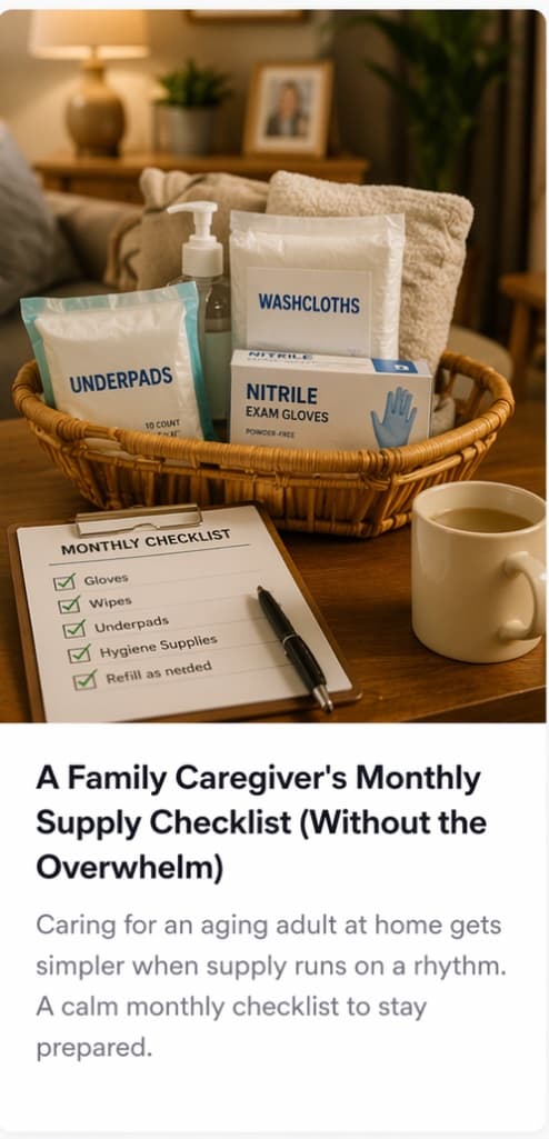 A Family Caregiver's Monthly Supply Checklist (Without the Overwhelm)
